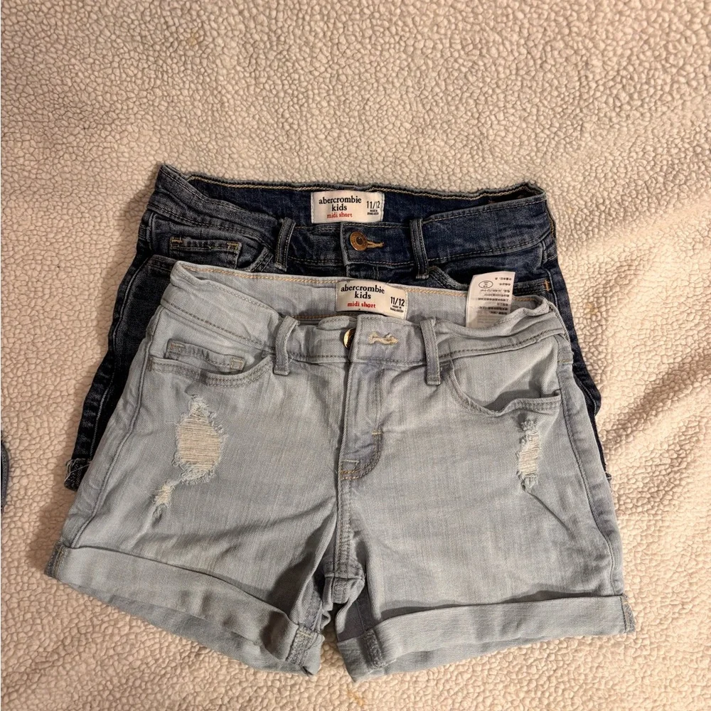 Abercrombie Kids Blue Jean Bundle Shorts with Frayed Hem - Picture 16 of 16